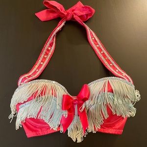 Trashy Lingerie Custom Pink and Blue Burlesque Girl Party Bra